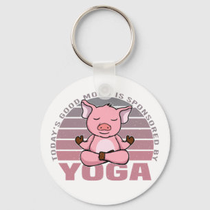 Porte-clés Drôle cochon mignon faisant du yoga. drôles de yog