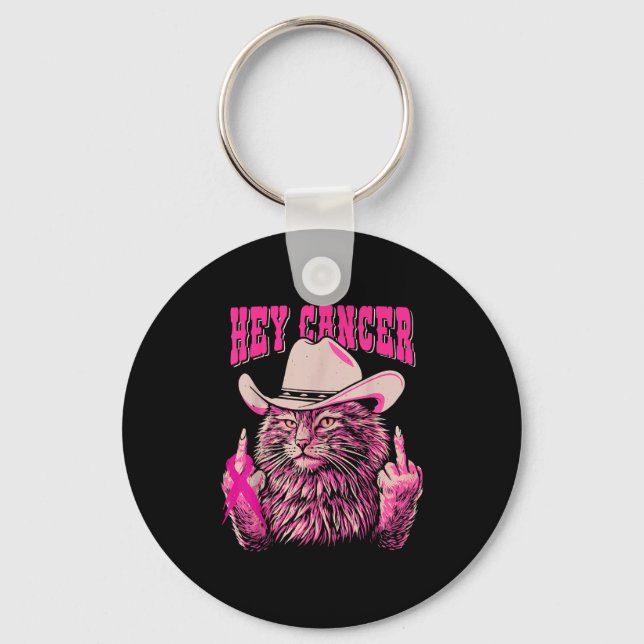 Porte-clés Drôle Conscience du cancer du sein Western Rose Ch (Recto)