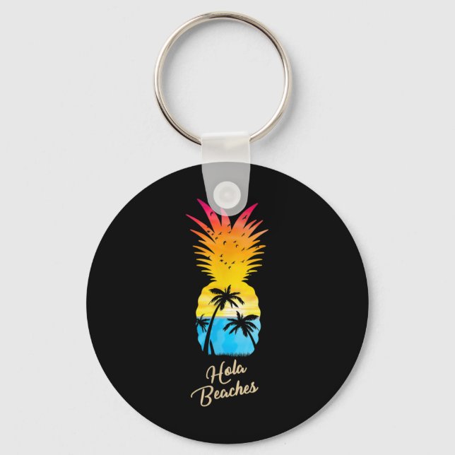 Porte-clés Drôle coucher de soleil à l'ananas - Plages de Hol (Recto)