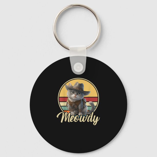 Porte-clés Drôle Cowboy Cat Mashup Meow Howdy Kitten Lovers M (Recto)
