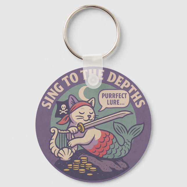 Porte-clés Drôle d'art de chat pirate Purr-maid (Recto)