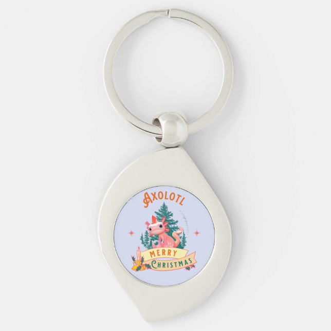 Porte-clés Drôle d'Axolotl Joyeux Noël (Devant)