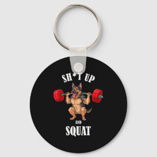 Porte-clés Drôle de Berger Allemand Fitness Squat Workout Wei
