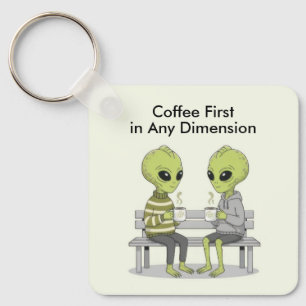 Porte-clés Drôle de café et d'aliens