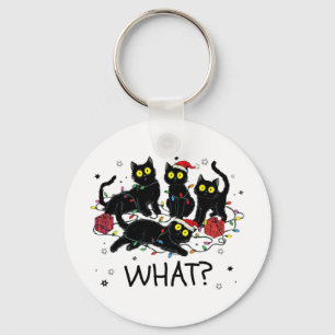 Porte-clés Drôle de chat noir Quel arbre de Noël Meme Xmas Ho