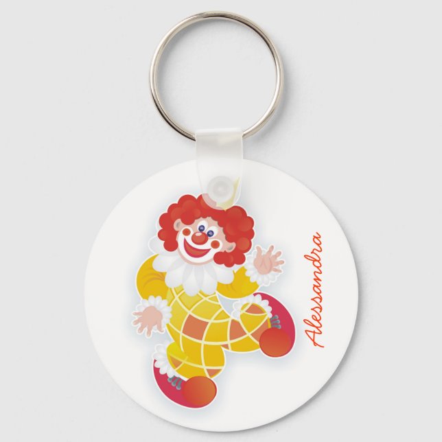 Porte-clés drôle de clown jaune avec ton nom (Recto)