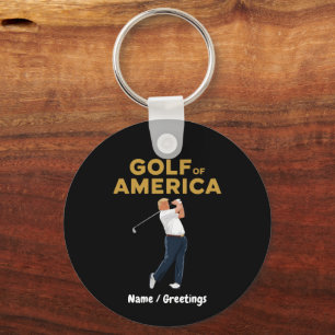 Porte-clés Drôle de golf d'Amérique Mème Trump Pun