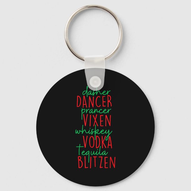 Porte-clés Drôle de Noël Dasher Danseur Prancer Vixen Moustac (Recto)