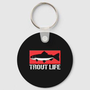 Porte-clés Drôle de pêcheur de truite de lac Pêche à la truit