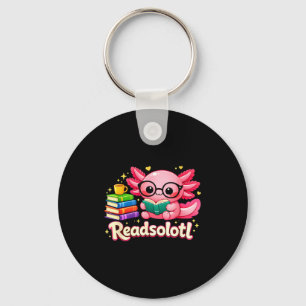 Porte-clés Drôle de petit axolotl bibliophile lit des livres