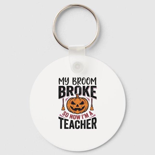 Porte-clés Drôle de professeur d'Halloween Balai Cassa Concep (Recto)
