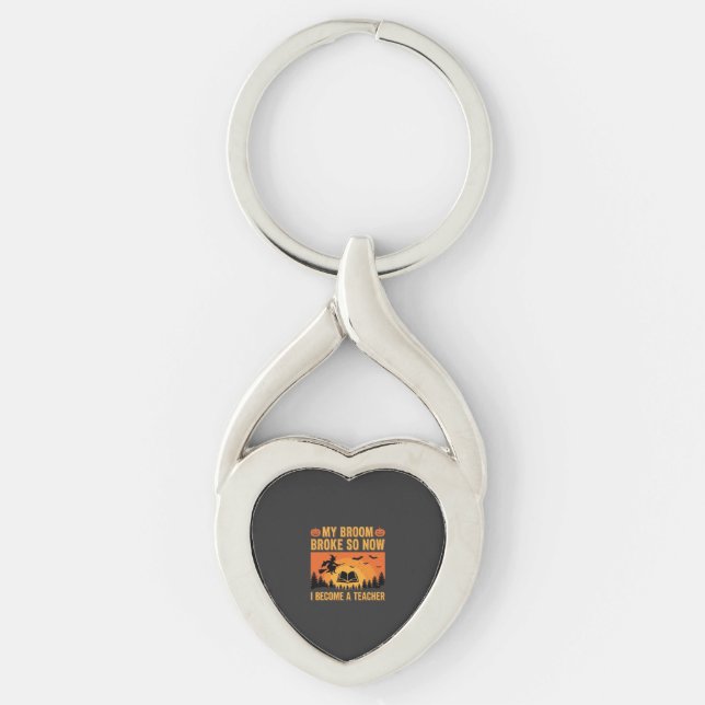 Porte-clés Drôle de professeur d'Halloween Balai cassé Design (Devant)