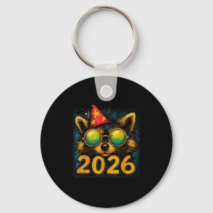 Porte-clés Drôle de Raton Laveur 2026 Nouvel An Fête Animale 