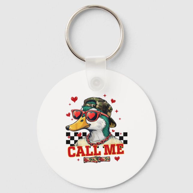 Porte-clés Drôle de Saint-Valentin Garçon Canard Chasse Appel (Recto)