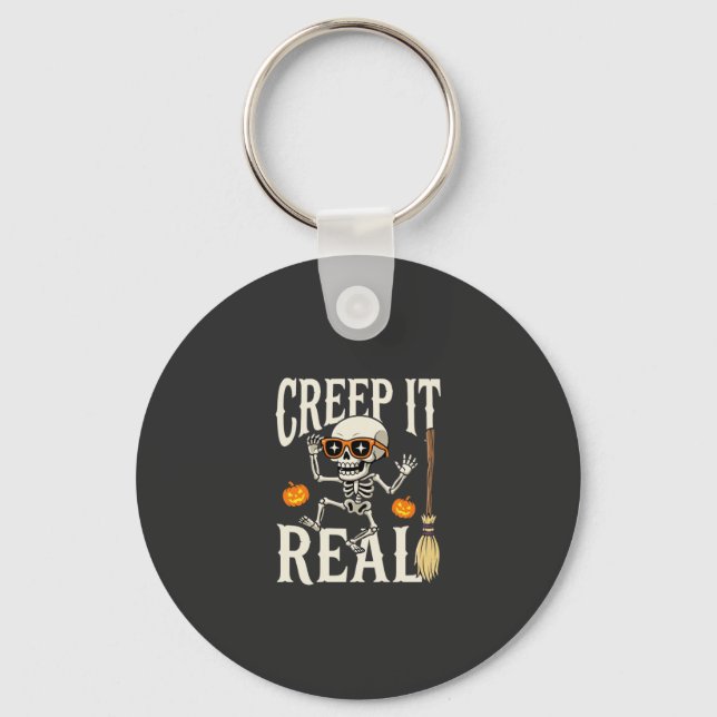 Porte-clés Drôle de squelette dansant Halloween Creep It Real (Recto)