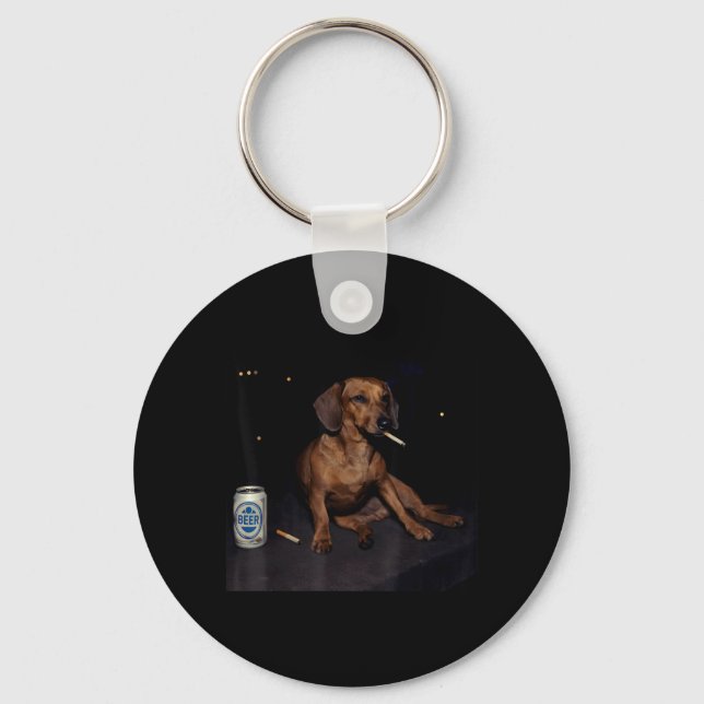 Porte-clés Drôle de teckel fumant cigarette bière Gen Z (Recto)