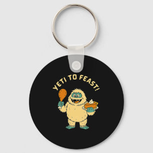 Porte-clés Drôle de Thanksgiving Bigfoot dinde et tarte à la