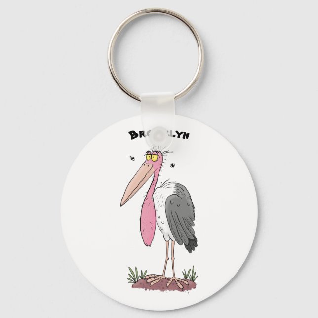 Porte-clés Drôle dessin animé de cigogne en marabou (Recto)