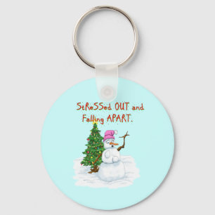 Porte-clés Drôle dessin de Noël de dame bonhomme de neige