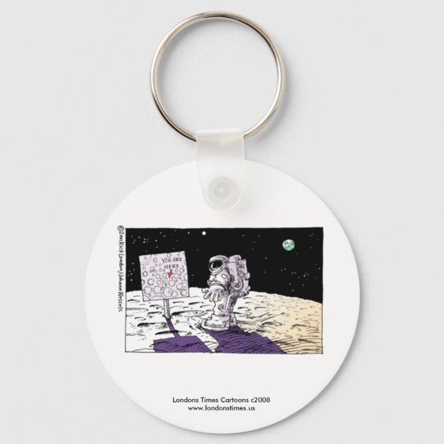 Porte-clés drôle d'homme perdu sur la lune (Recto)