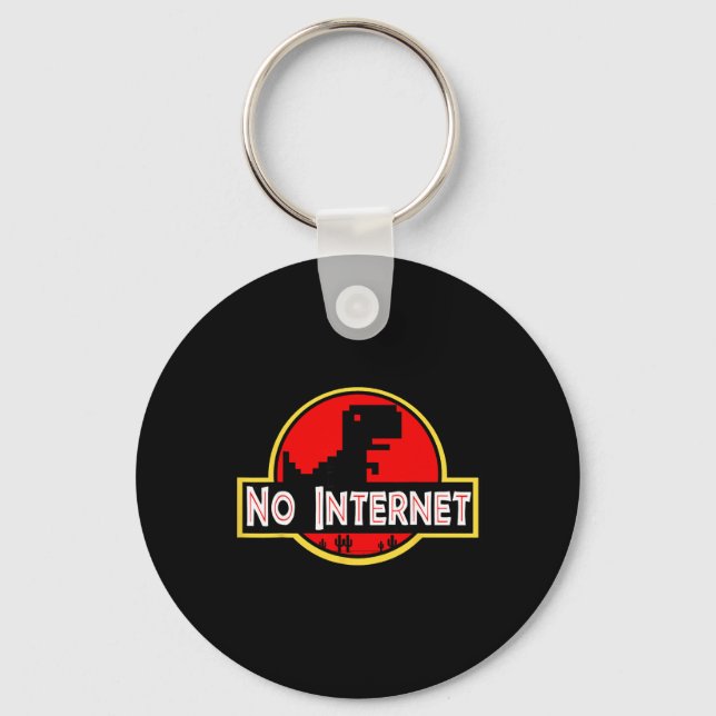 Porte-clés Drôle Dinosaure Nerveux Pas d'Internet Informatiqu (Recto)