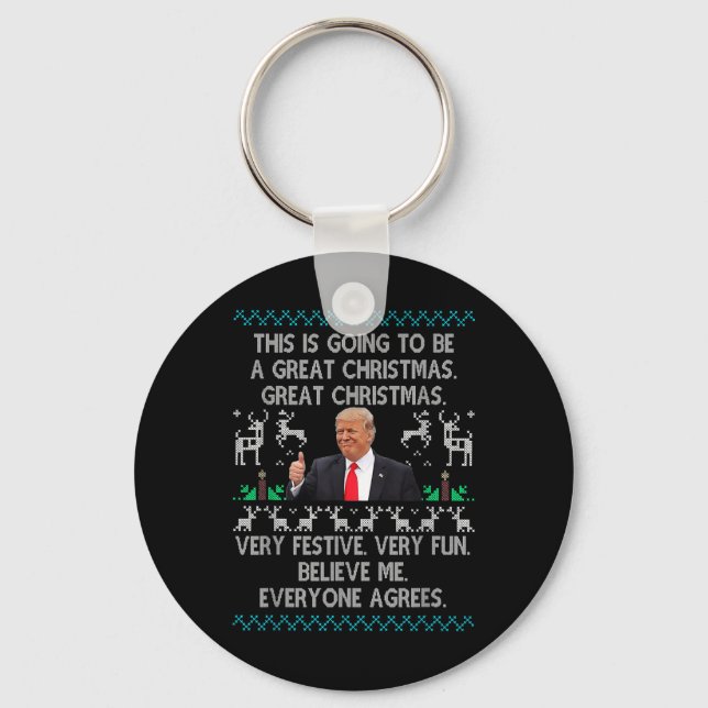 Porte-clés Drôle Donald Trump Joyeux pyjamas de Noël (Recto)