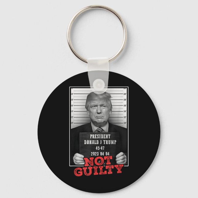 Porte-clés Drôle Donald Trump Pas Coupable Tiré De Mug, Libre (Recto)