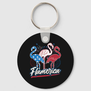 Porte-clés Drôle drôle de Flamant rose 4 juillet drapeau patr