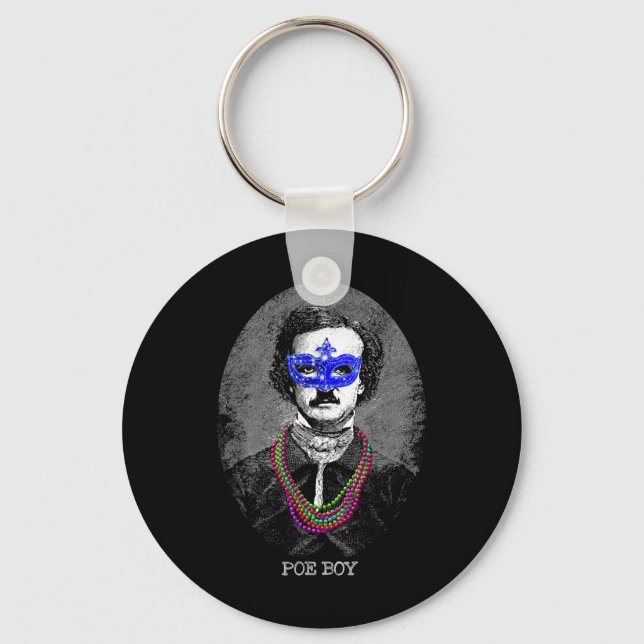 Porte-clés Drôle Edgar Allan Poe Mardi Gras Mashup (Recto)