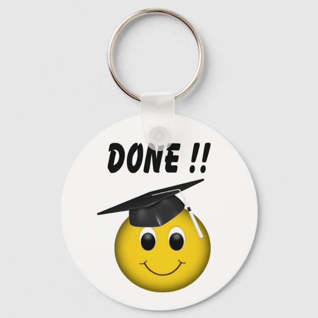 Porte-clés Drôle Emoji "Terminé" Graduation (Recto)