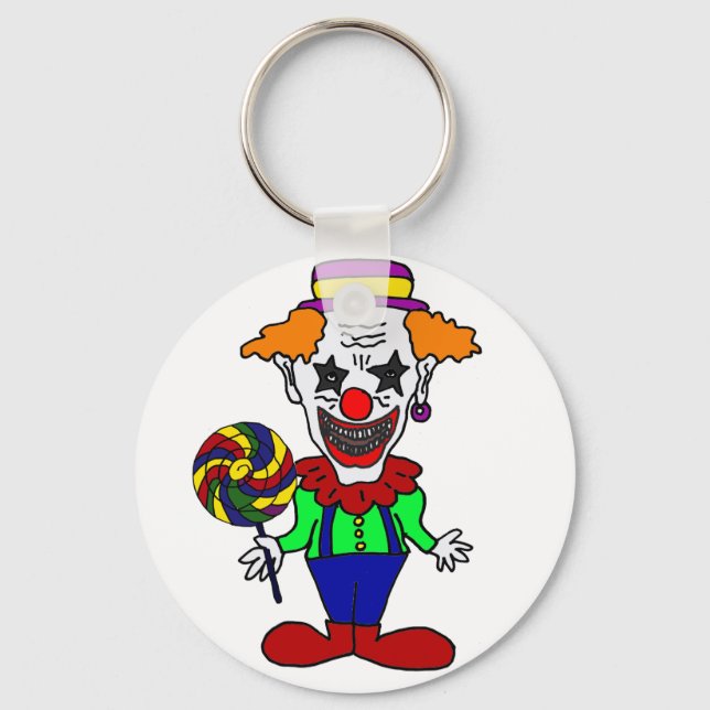 Porte-clés Drôle Evil Clown manger Lollipop Candy Cartoon (Recto)