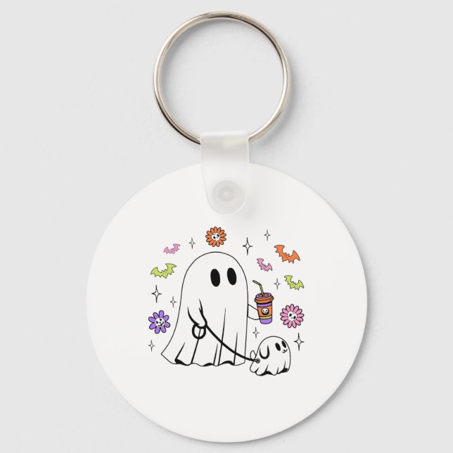 Porte-clés Drôle Fantôme Marche Chien Éffrayant Fantôme Hallo (Recto)