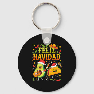 Porte-clés Drôle Feliz Navidad Avocat Tacos Noël Mexicain