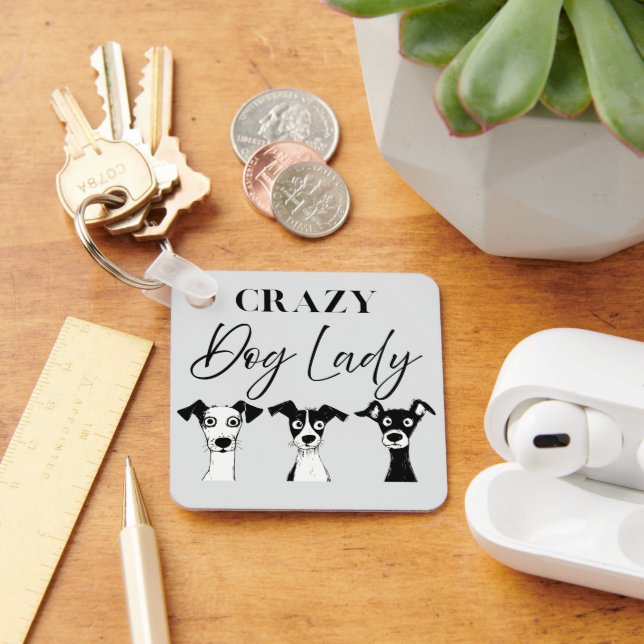 Porte-clés Drôle fou chien dame (Bureau)