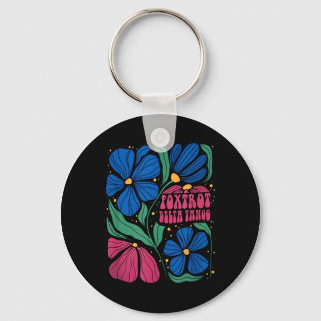 Porte-clés Drôle Foxtrots Deltas Tangos Flower Boho (Recto)