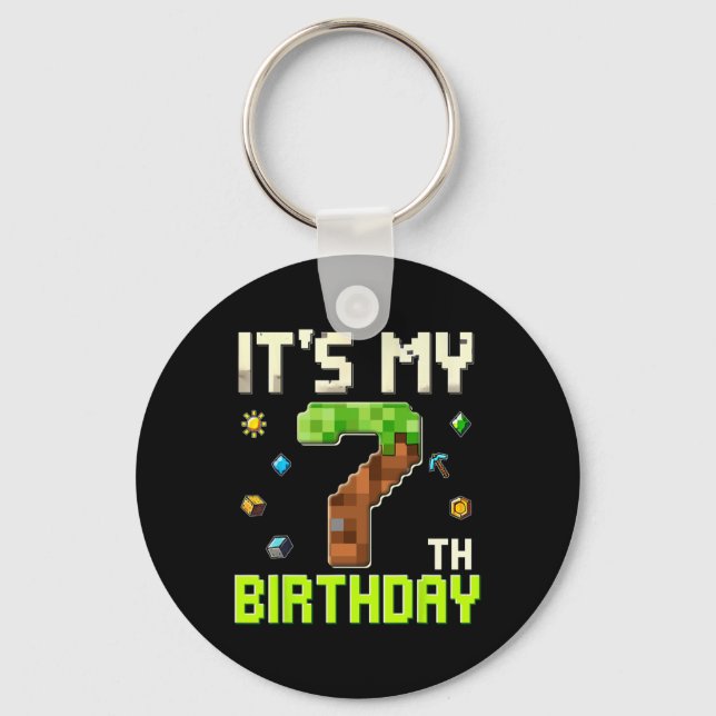 Porte-clés Drôle garçon d'anniversaire C'est mon 7ème anniver (Recto)