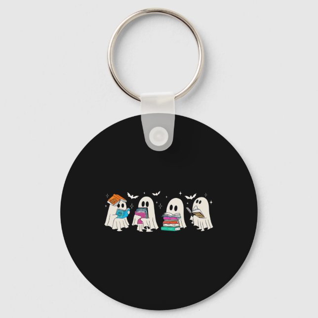 Porte-clés Drôle Ghost Livre Lecture Halloween Livres Lover T (Recto)