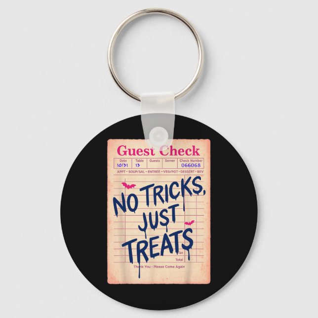 Porte-clés Drôle Halloween Guest Check No Tricks (Recto)