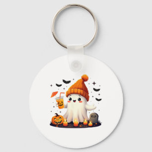 Porte-clés Drôle Halloween mignon Fantôme Boire Café de glace