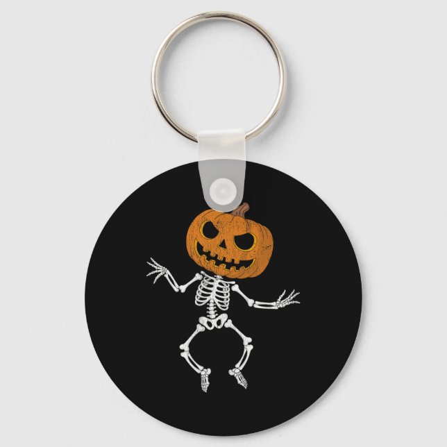 Porte-clés Drôle Halloween mignon squelette Citrouille crâne  (Recto)