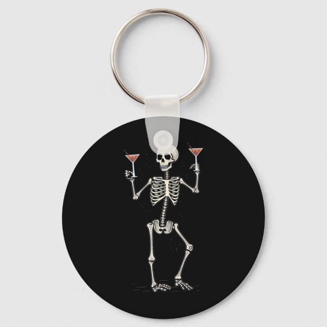 Porte-clés Drôle Halloween Squelette Boire Manhattan Tail (Recto)