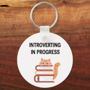 Porte-clés Drôle "Introverti en formation" avec chat