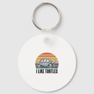 Porte-clés Drôle J'aime Les Tortues Vintage Gravure T-Shirt D