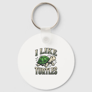 Porte-clés Drôle J'aime les Tortues Vintage T-Shirt Tortue De