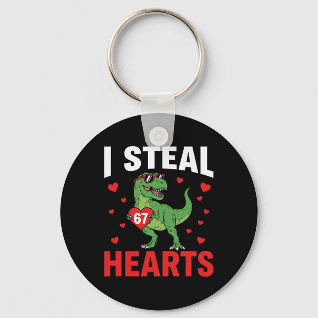 Porte-clés Drôle Je vole des cœurs 67 Saint-Valentin Dinosaur (Recto)