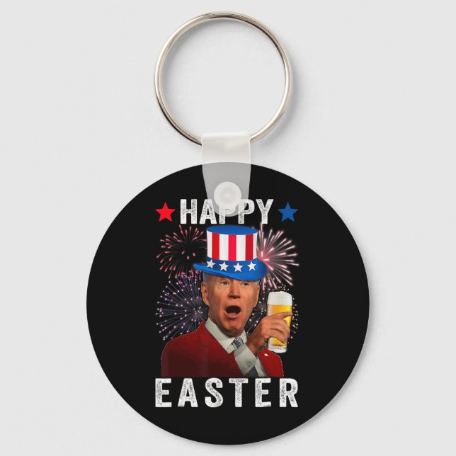 Porte-clés Drôle Joe Biden Confus Joyeuses Pâques Pour Le 4 J (Recto)