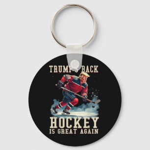 Porte-clés Drôle Joueur Trump Cool Vintage de hockey sur glac