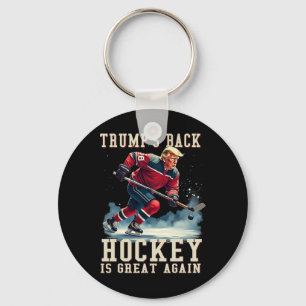 Porte-clés Drôle Joueur Trump Cool Vintage de hockey sur glac