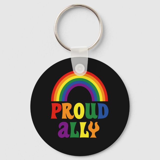 Porte-clés Drôle LGBT Rainbow Pride Fière Ally Cadeau (Recto)