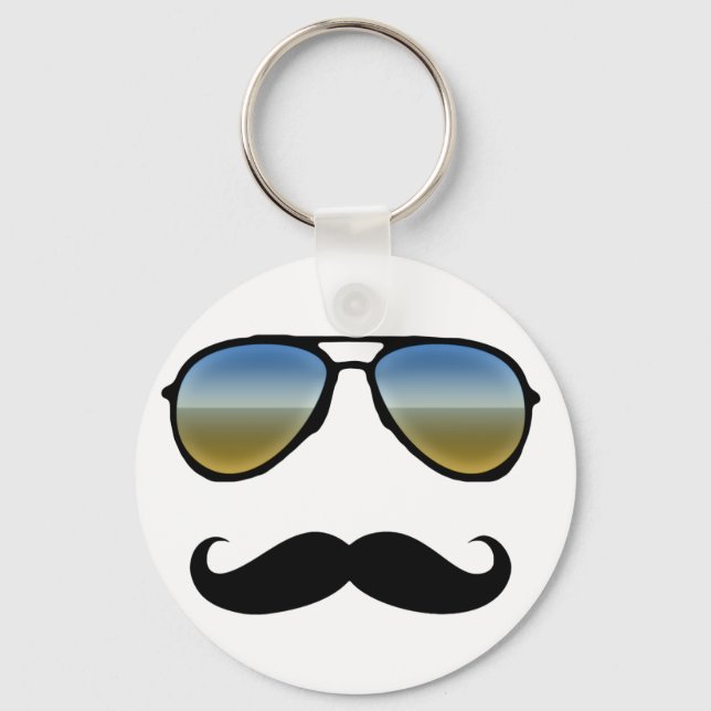 Porte-clés Drôle Lunettes de soleil Retro avec Moustache (Recto)
